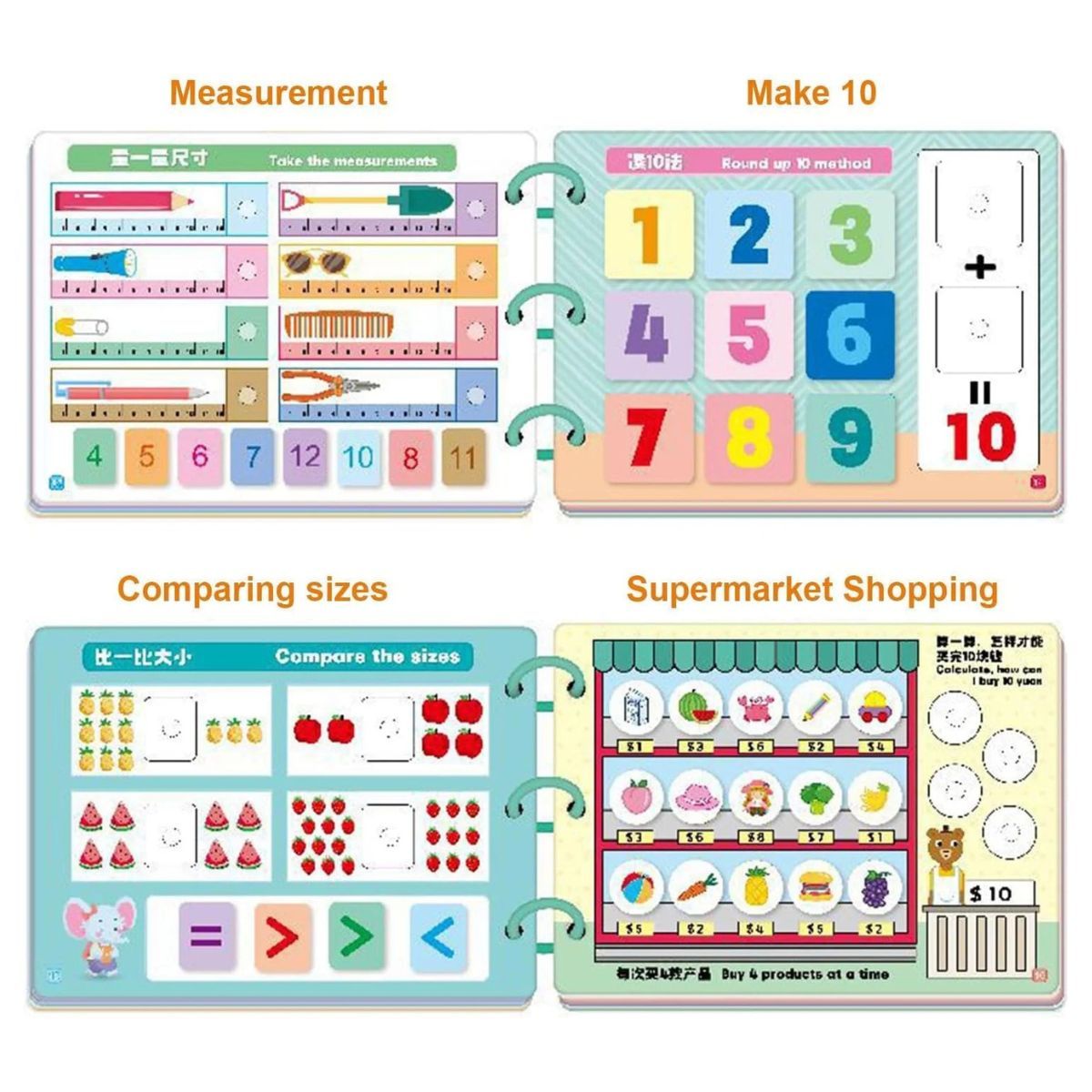 GENERICO - Libro De Matematicas Cognitivo Reutilizable Montessori Osito