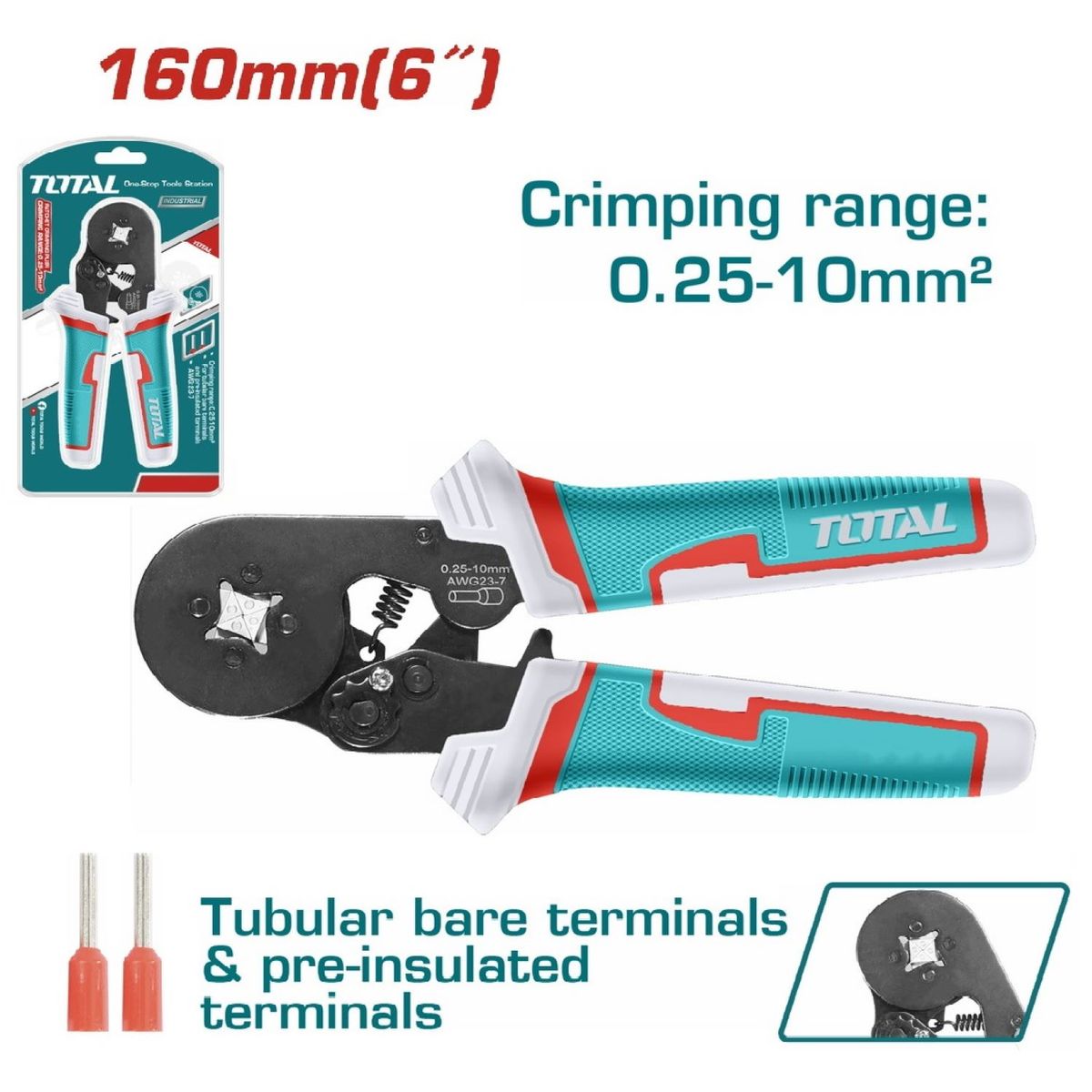 TOTAL TOOLS - Alicate Pinza Crimpadora 6 Industrial Total - Thcpg2510