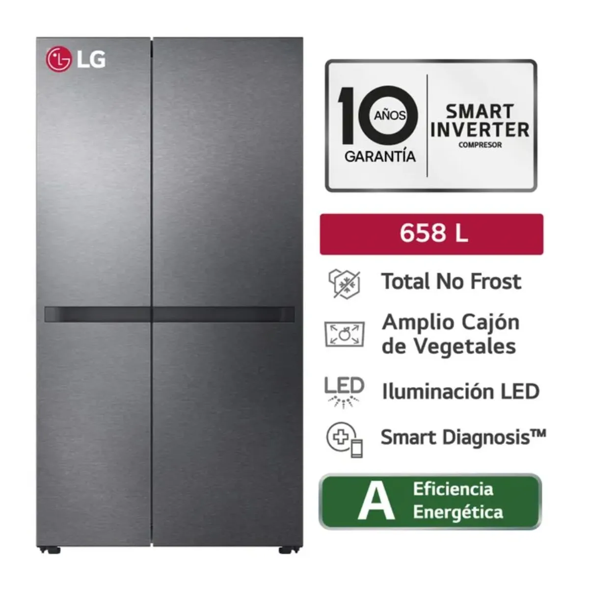 LG - Refrigeradora LG Side By Side GS66BPM 658L Total No Frost - Negro Mate