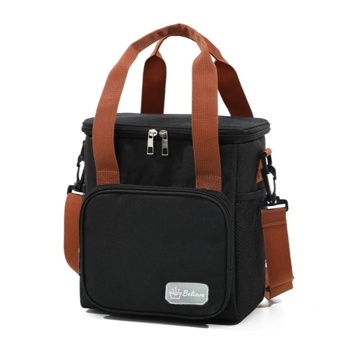 GENERICO - Lonchera portátil de gran capacidad con 2 bolsillos - NEGRO