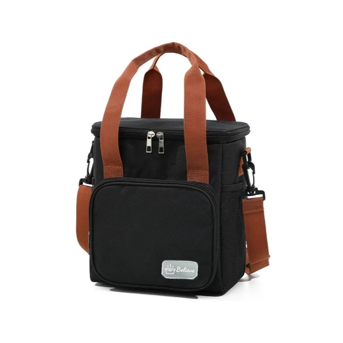 GENERICO - Lonchera portátil de gran capacidad con 2 bolsillos - NEGRO