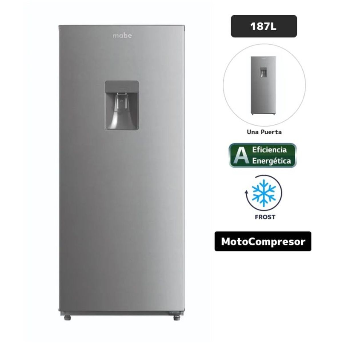 MABE - REFRIGERADORA DE 187LTS MABE INOX RMU202PXPRS1