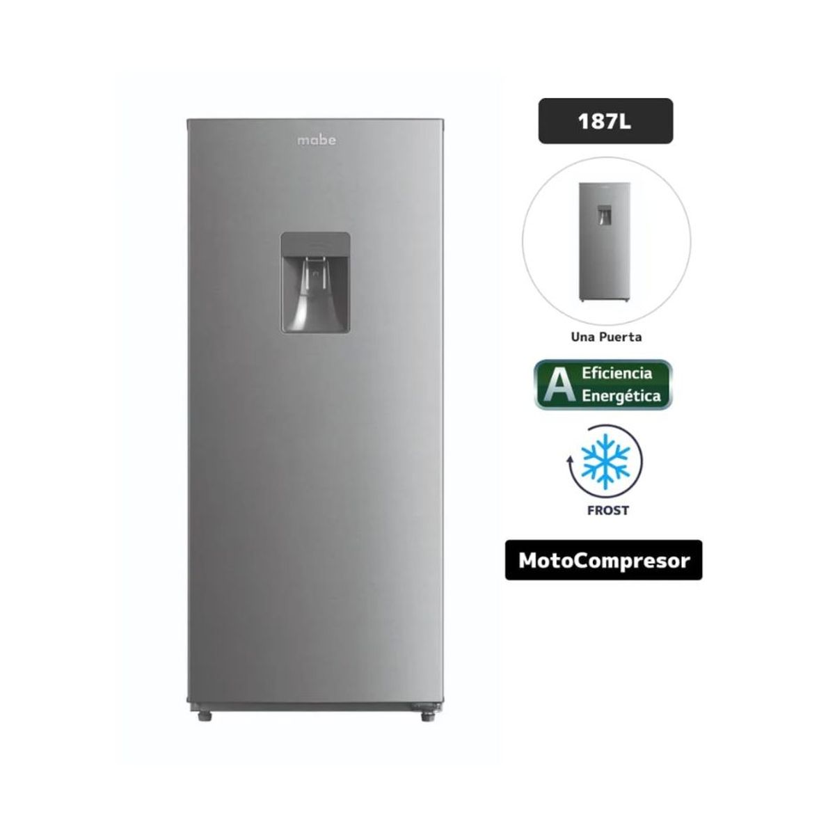 MABE - REFRIGERADORA DE 187LTS MABE INOX RMU202PXPRS1