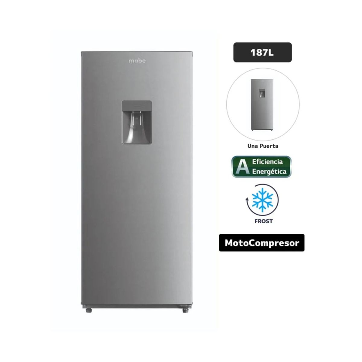 MABE - REFRIGERADORA DE 187LTS MABE INOX RMU202PXPRS1