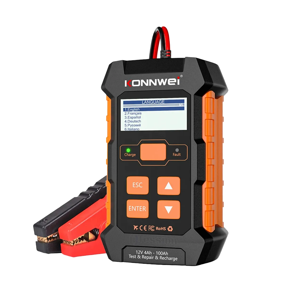 GENERICO - Probador cargador reparador batería KONNWEI KW520 12V 24V 10A