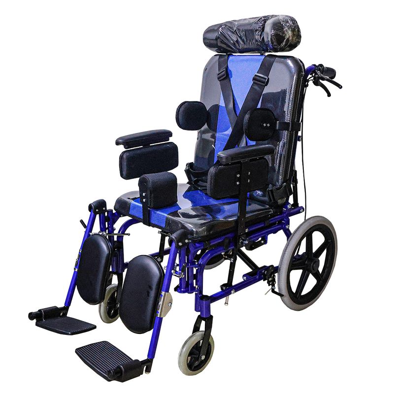 GENERICO - SILLA DE RUEDAS NEUROLÓGICA COLOR AZUL PEDIÁTRICA