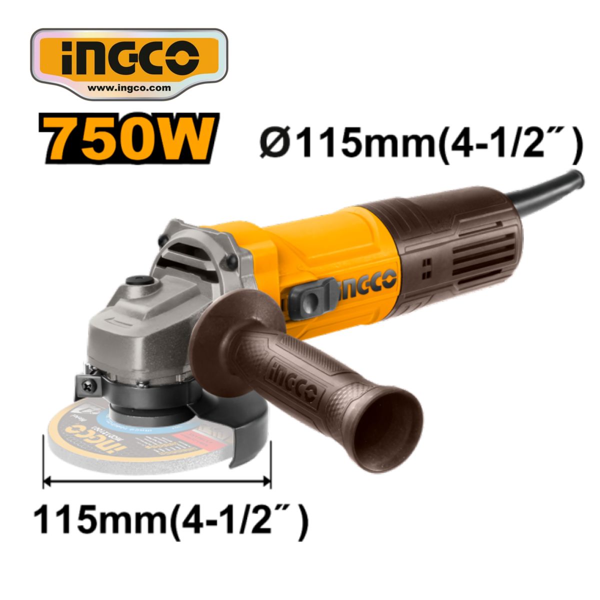 INGCO TOOLS - AMOLADORA ANGULAR DE 750W AG75028
