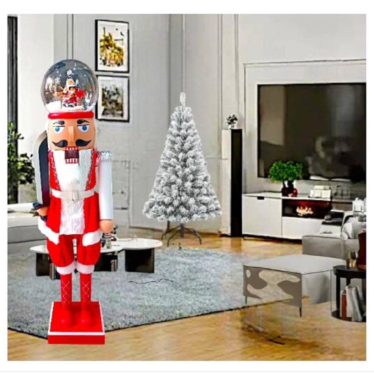 GENERICO - Cascanuez Musical Con Movimiento y Esfera Navideño Rojo