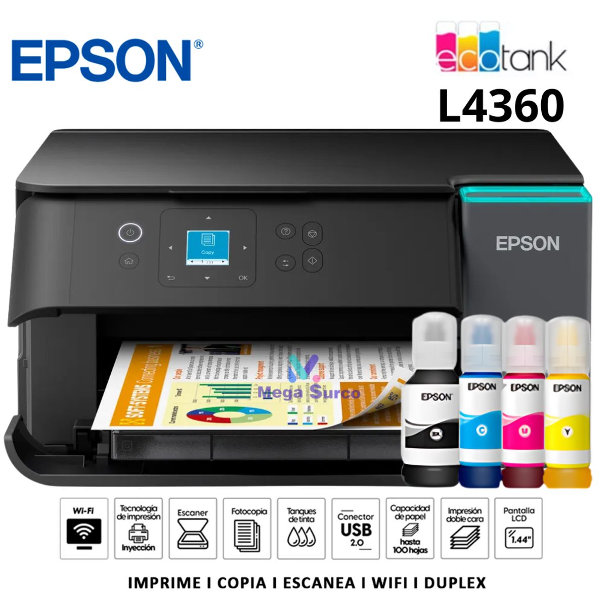 EPSON - Impresora EPSON Multifunción 3en1 EcoTank L4360 DuplexWi-Fi