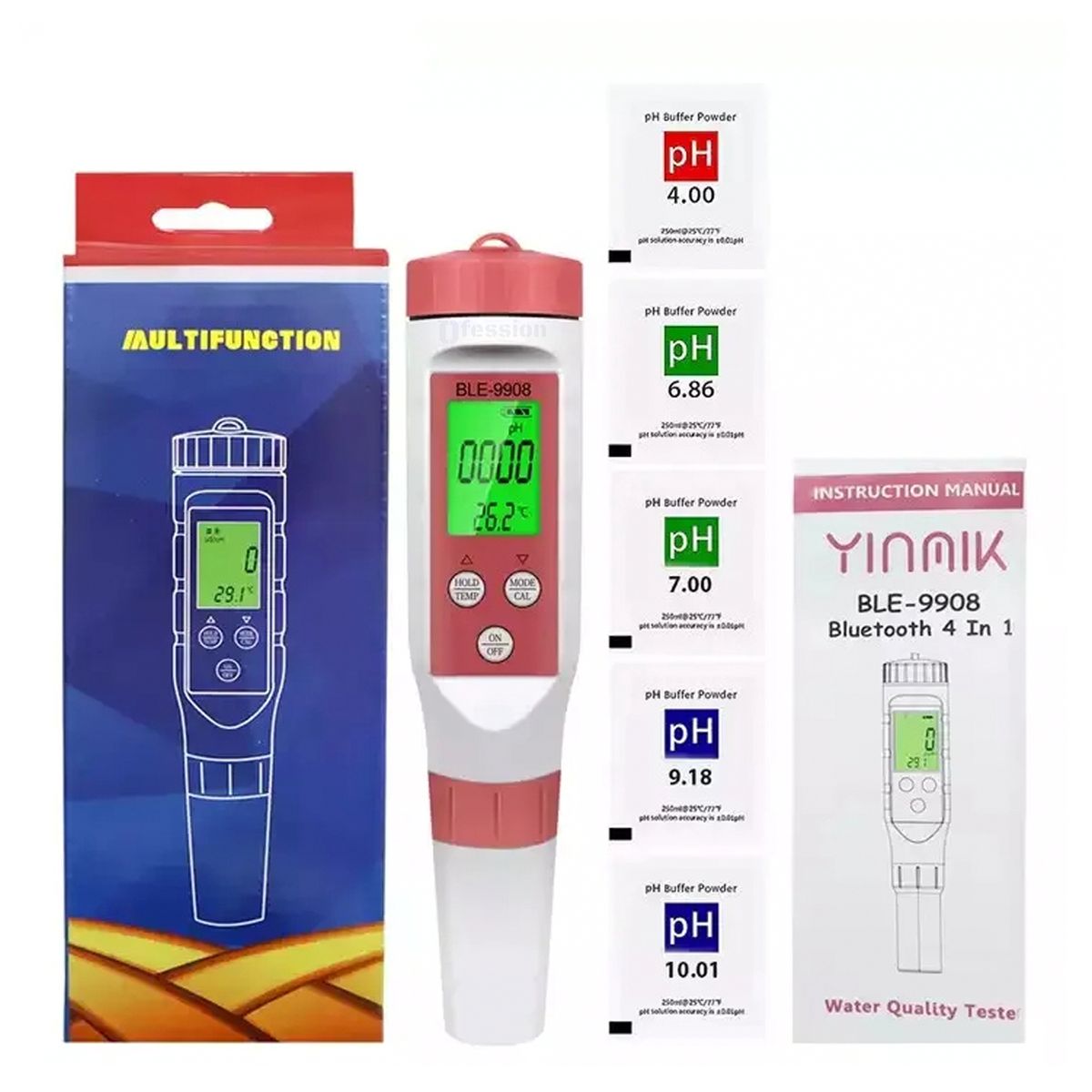 GENERICO - Medidor Calidad 4 en 1 de Agua PH EC TDS Temperatura con Bluetooh