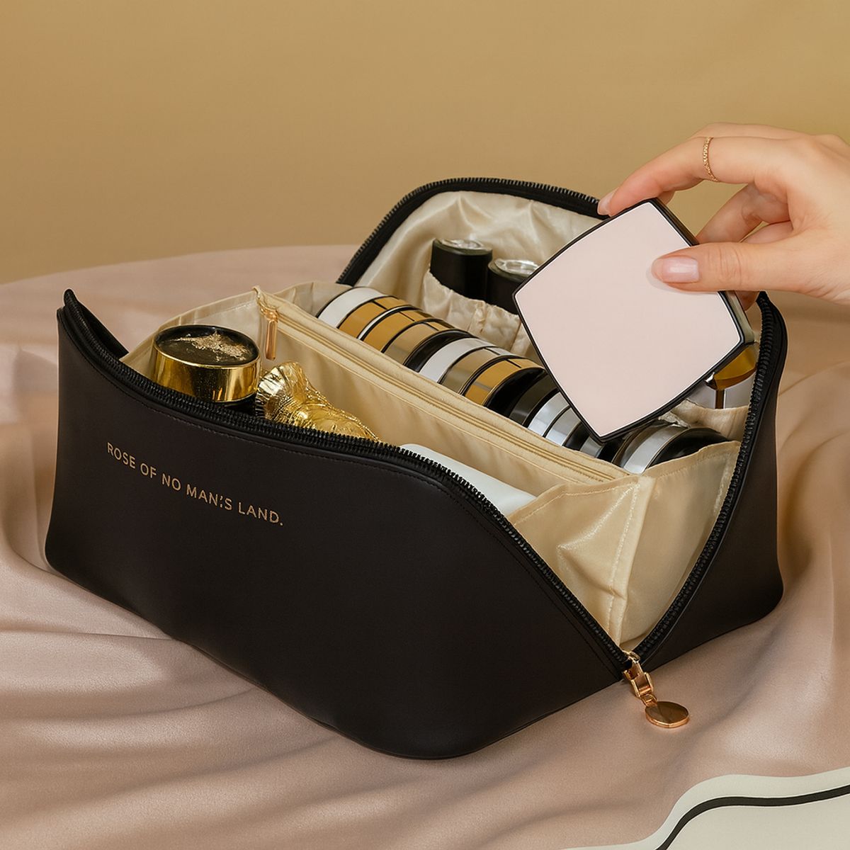 GENERICO - Neceser Organizador de Maquillaje Bolso de Viaje Cuero PU