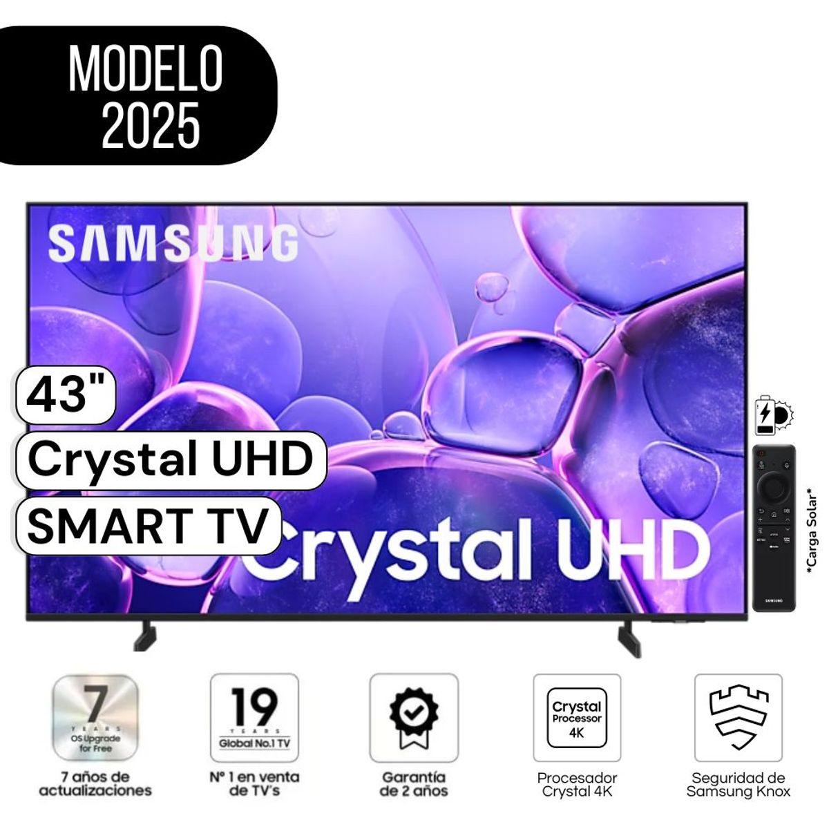 SAMSUNG - Televisor Samsung 43"  Pulg. Crystal UHD 4K Smart TV 43U8000FG Modelo(2025) - Negro