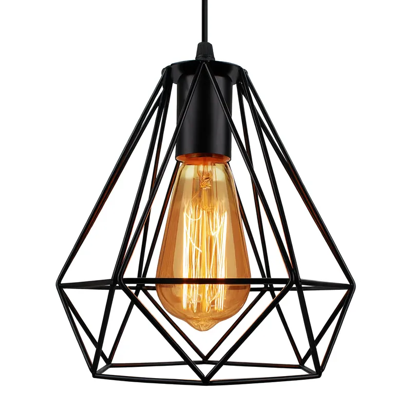 GENERICO - Lampara Colgante Estilo Industrial con Foco Diseño Geométrico en Metal