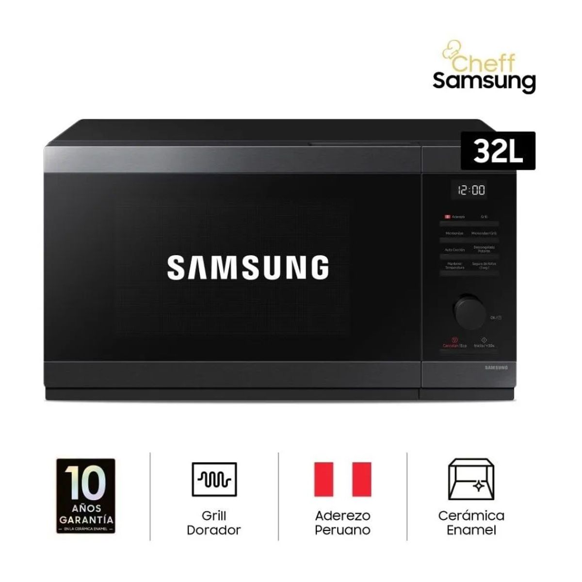 SAMSUNG - Horno Microondas Samsung  Acero Inoxidable Grill 32L MG32DG4524AGPE