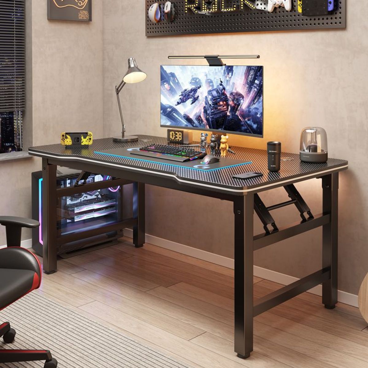 GENERICO - Escritorio Gamer Plegable Compacto y transportable