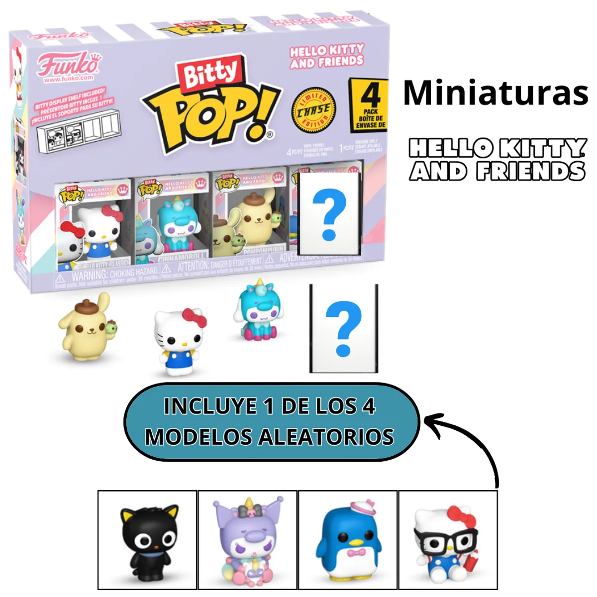 FUNKO - Miniaturas Bitty Pop Hello Kitty and Friends Hello Kitty 4 PK