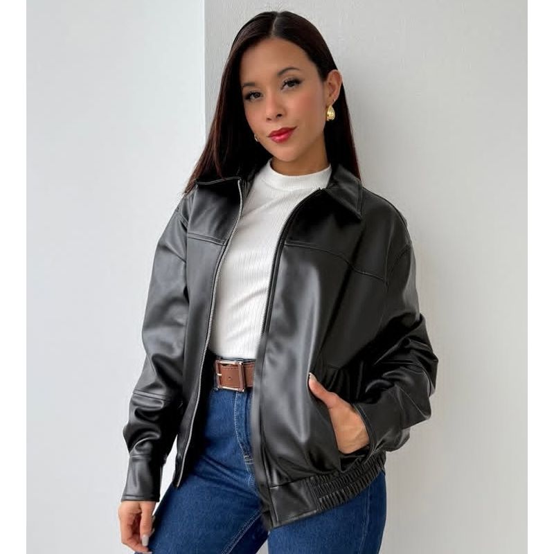 GENERICO - LEATHER JACKET OVERSIZE PARA MUJER