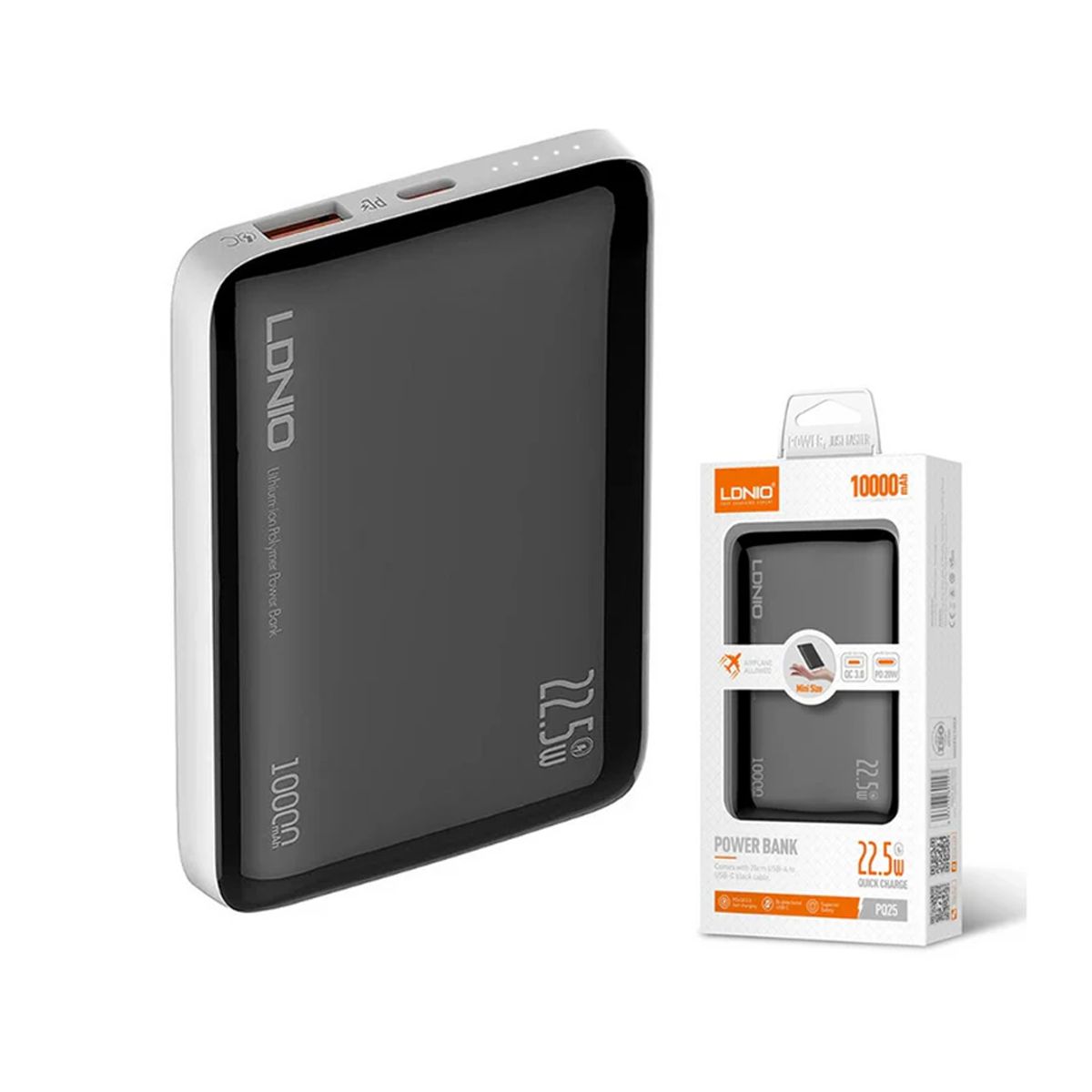 LDNIO - Power Bank LDNIO 10000 mAh PQ25 Carga Rápida 22.5W – Negro