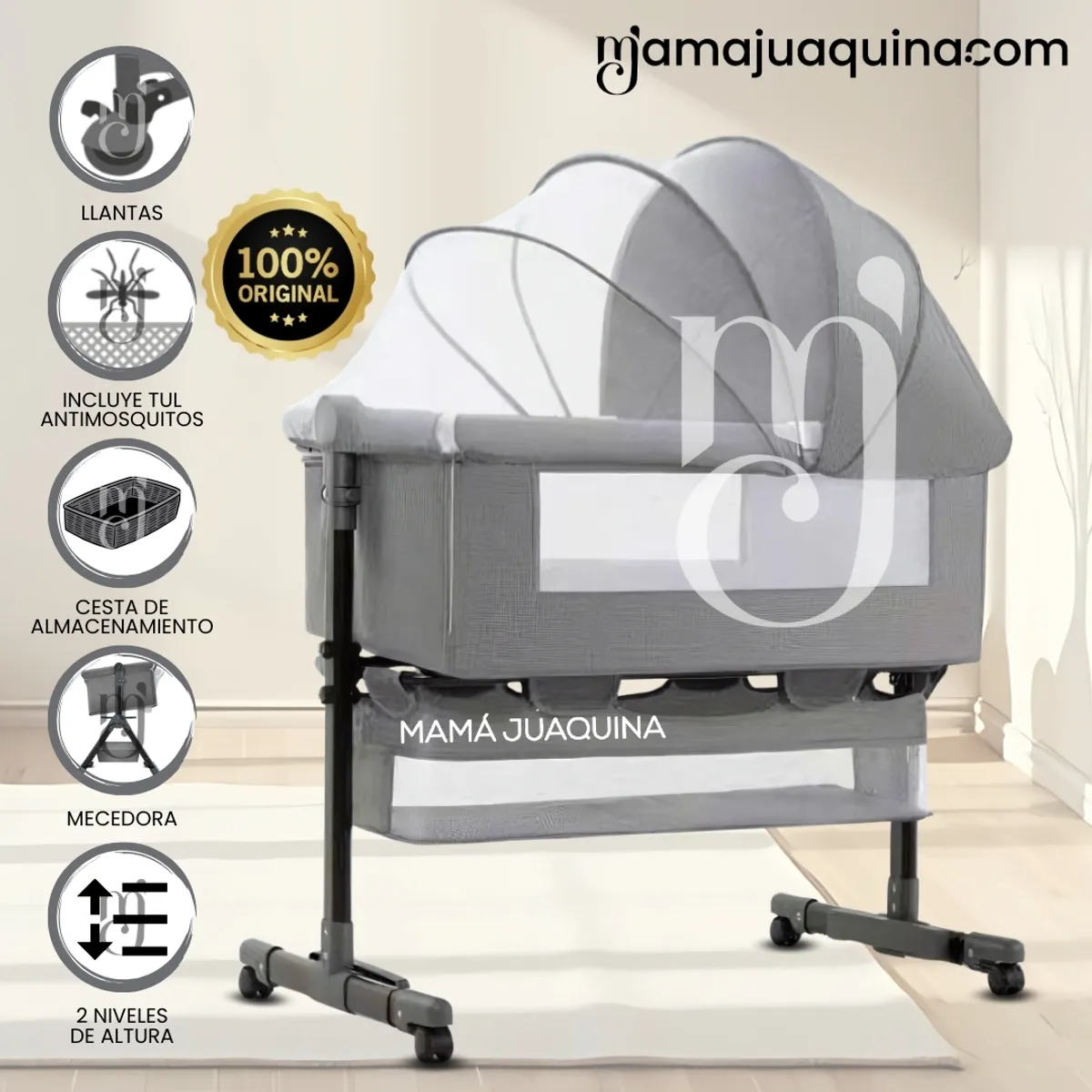 BABY - Cuna Colecho Mecedora 2 en 1 «NOMY» Edición Limitada Gray