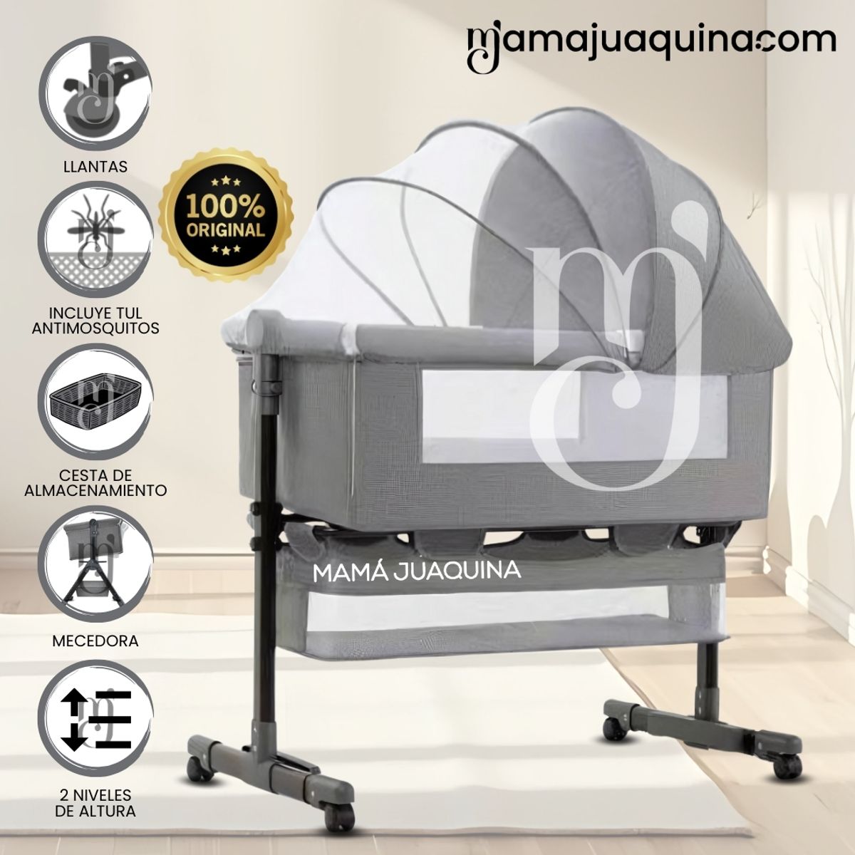 BABY - Cuna Colecho Mecedora 2 en 1 «NOMY» Edición Limitada Gray