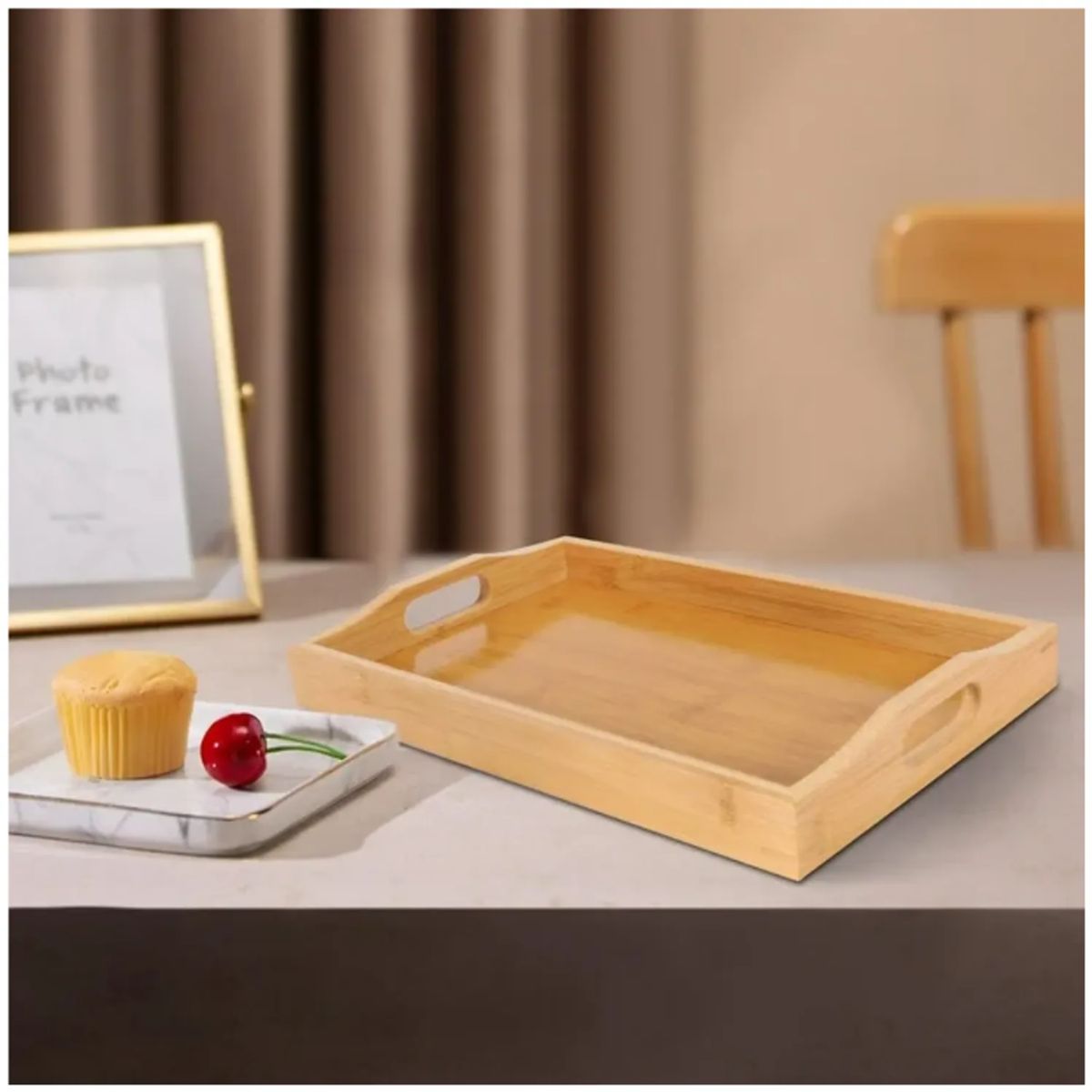 GENERICO - Fuente Bandeja de Alimentos Bambú Elegante