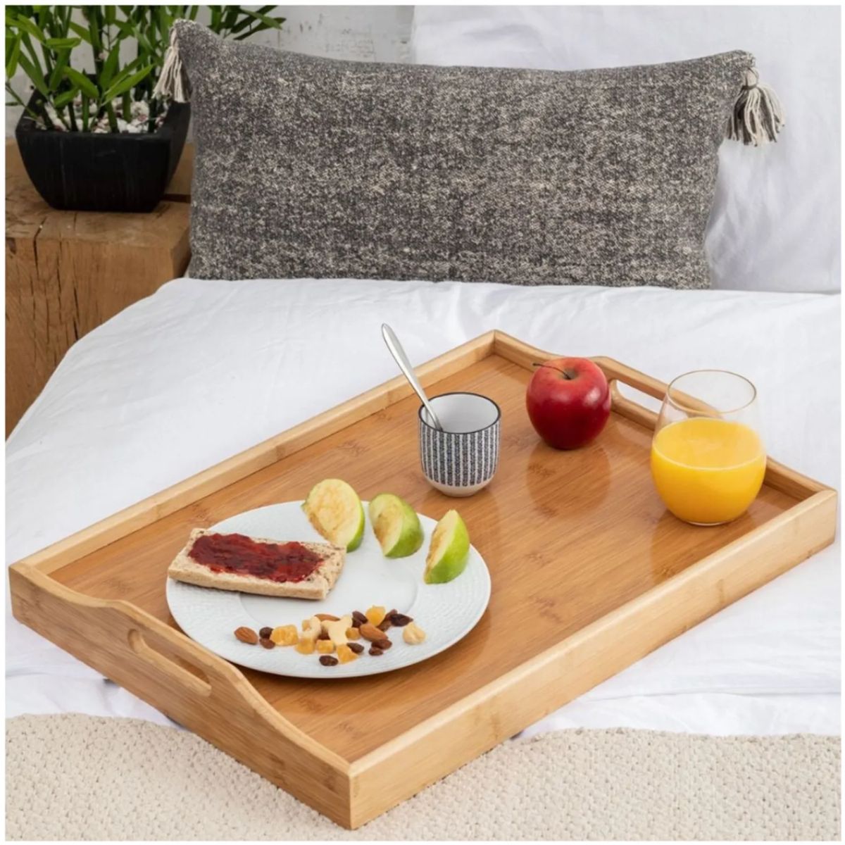 GENERICO - Fuente Bandeja de Alimentos Bambú Elegante