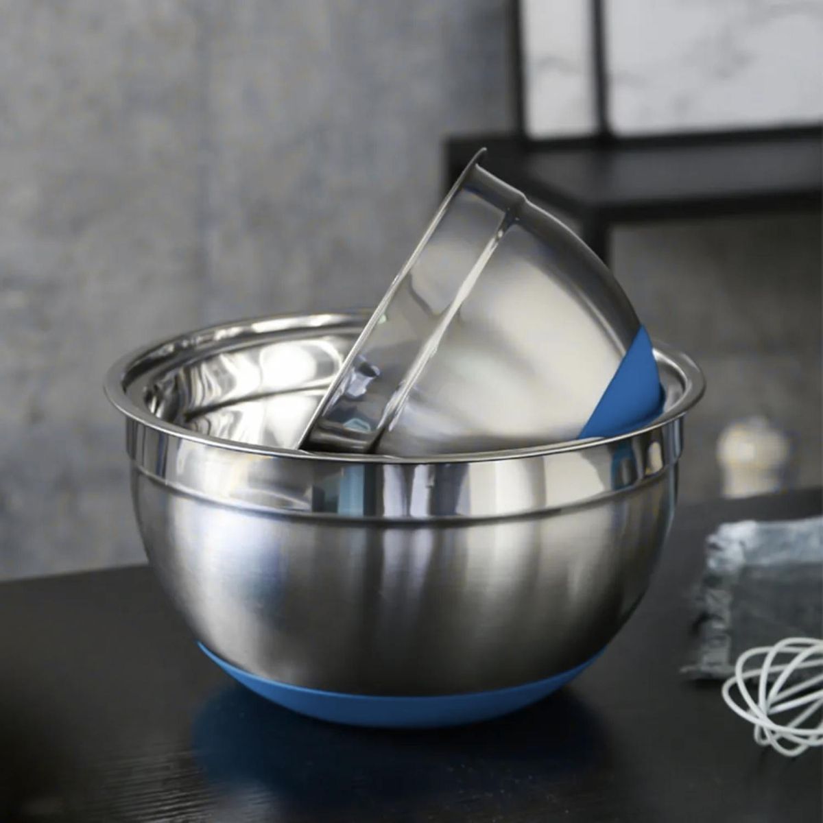 ICHIMATSU - Bowl Acero Base Silicona Con Tapa Azul 24Cm- ichimatsu