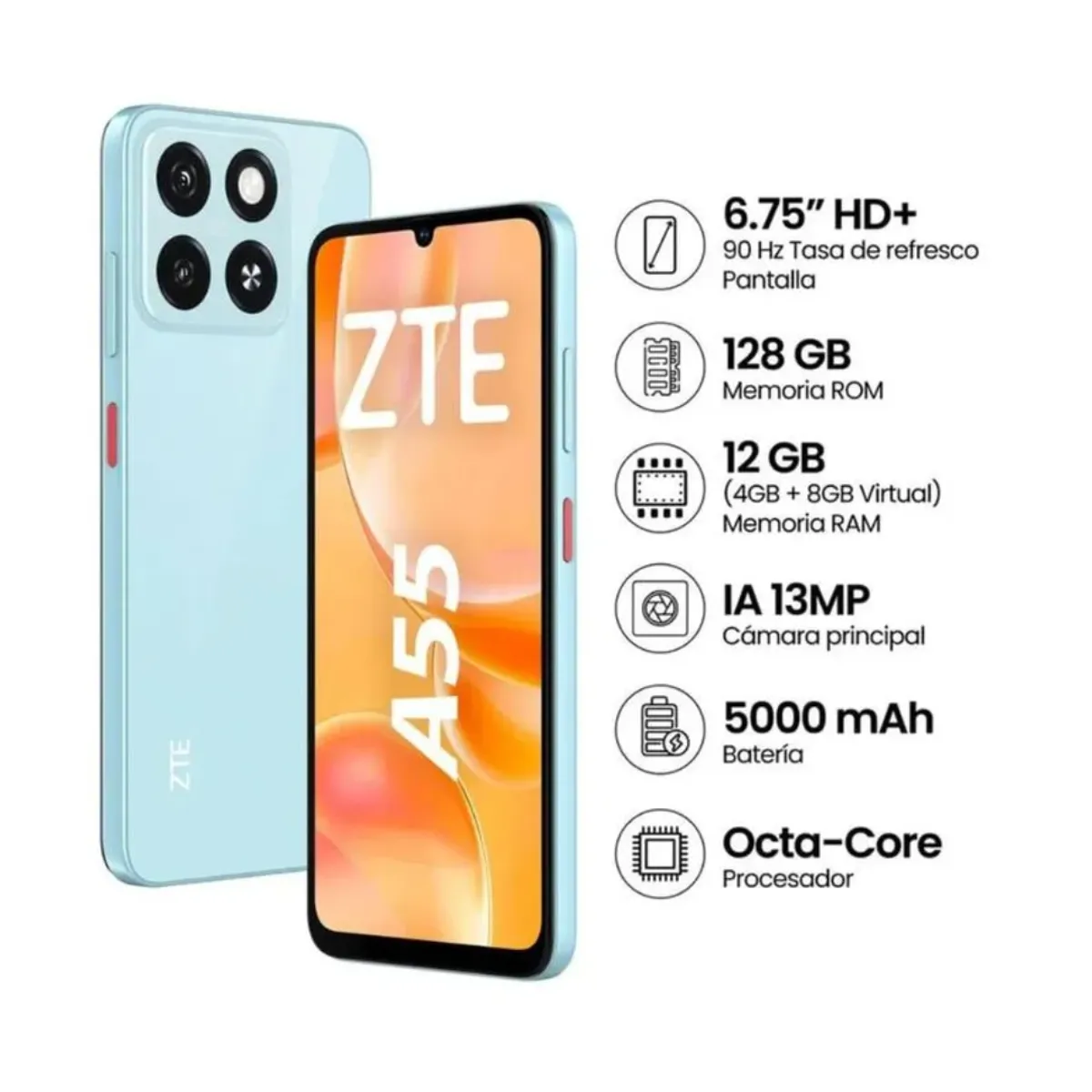 ZTE - CELULAR ZTE BLADE A55 4GB RAM 128GB ROM - AZUL