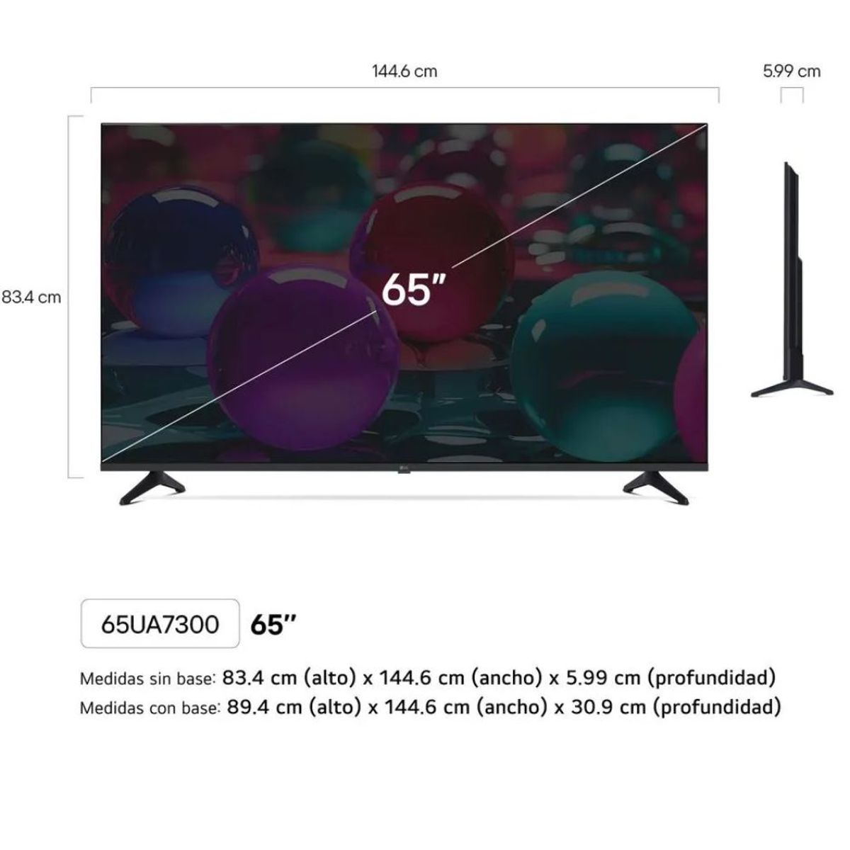 LG - TELEVISOR LG 65" UHD 4K  SMART TV THINQ AI 65UA7300PSB 2025 + Control Magic Thinq IA