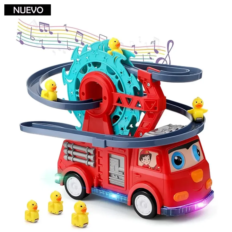 GENERICO - Juguete Carro Bombero Pista De Patitos con Luces y Sonido