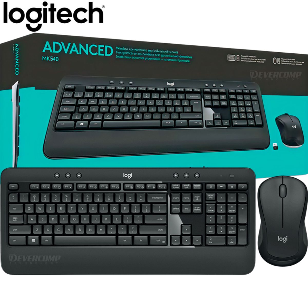 LOGITECH - Teclado Inalámbrico Logitech MK540 con Mouse Ergonomico