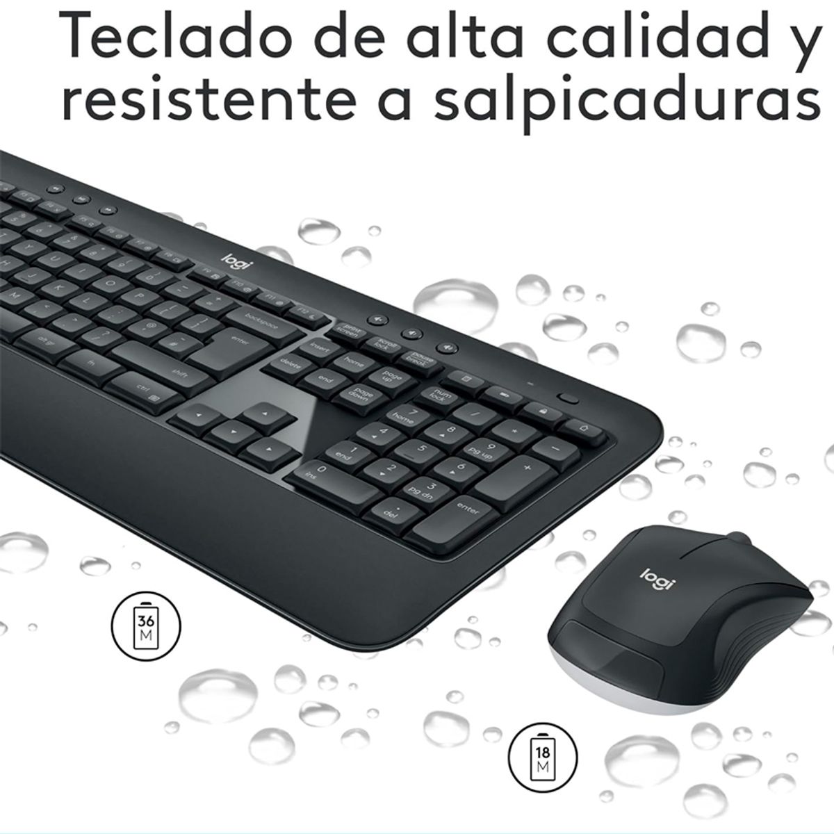 LOGITECH - Teclado Inalámbrico Logitech MK540 con Mouse Ergonomico
