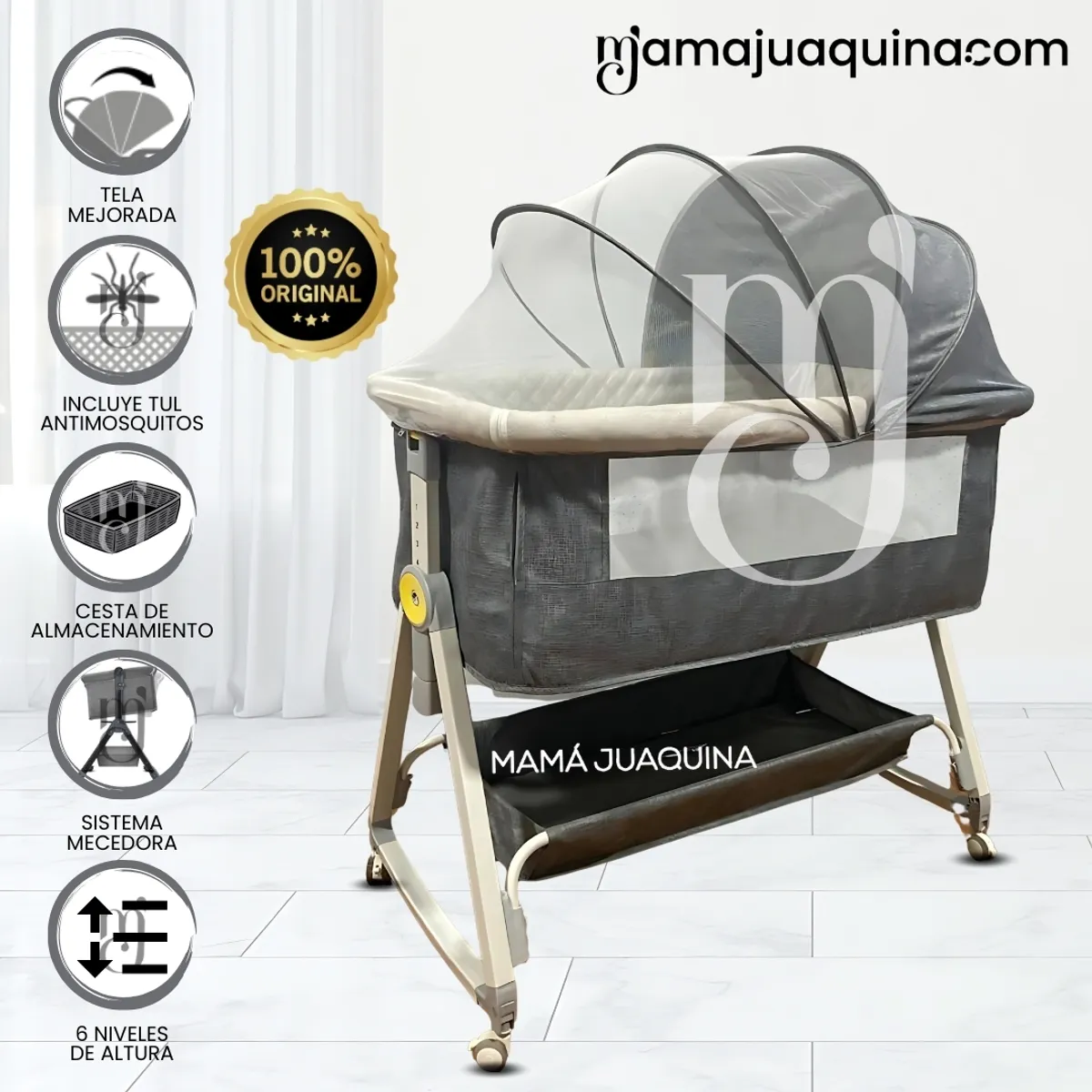 BABY - Cuna Colecho con Capota «CUTE» Edición Limitada Gray