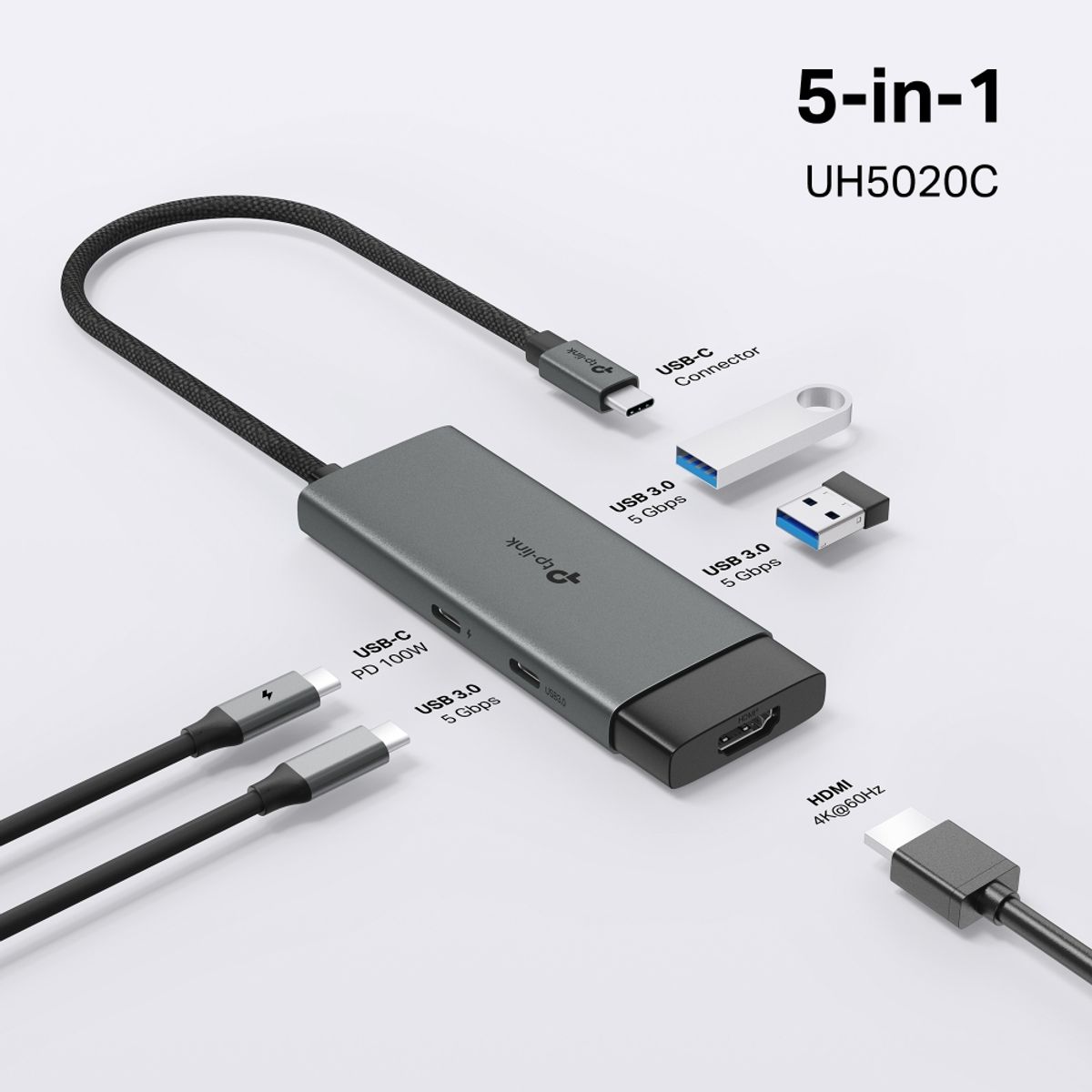 TP LINK - Hub USB Tp-Link UH5020C USB Tipo-C 5 en 1 4K HDMI