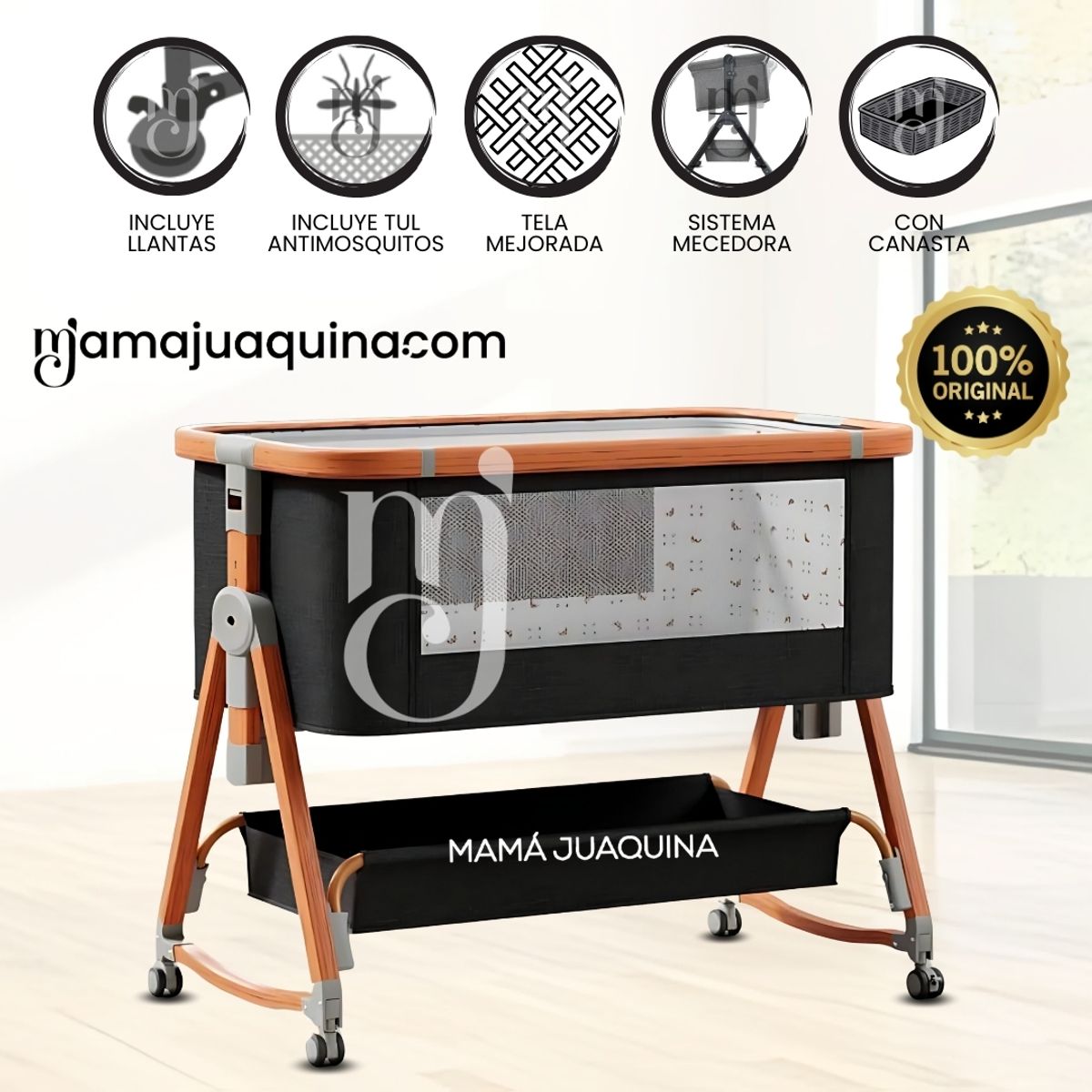 BABY - Cuna Colecho Mecedora 2 en 1 «DUDU» Edición Limitada Black