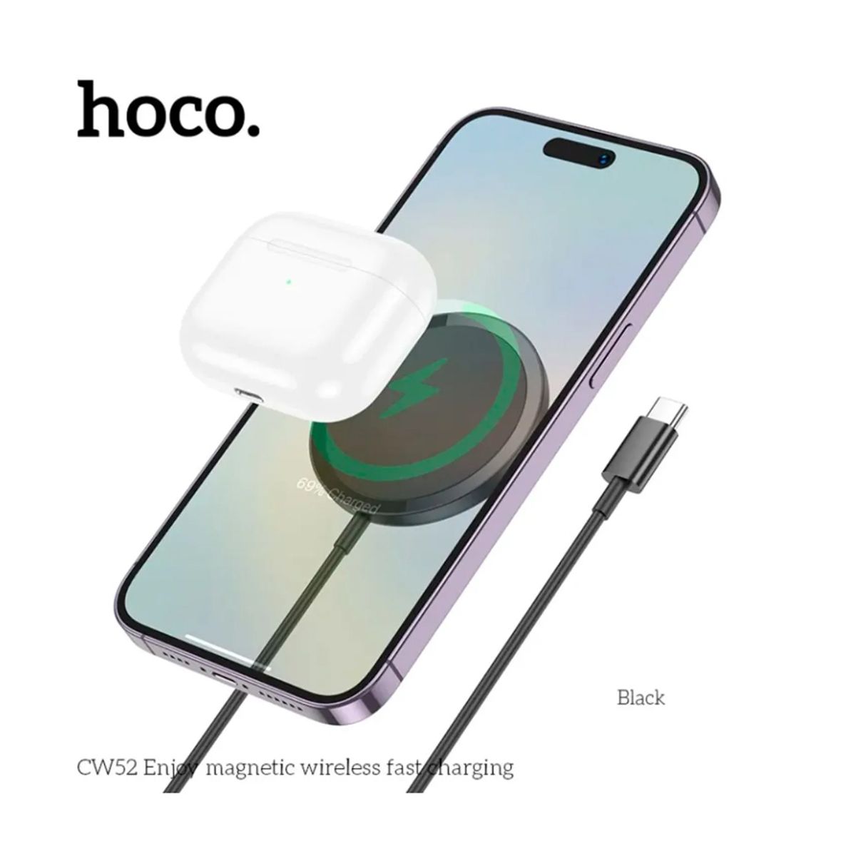HOCO - Cargador Inalámbrico Magnético HOCO CW52 15W para Smartphones