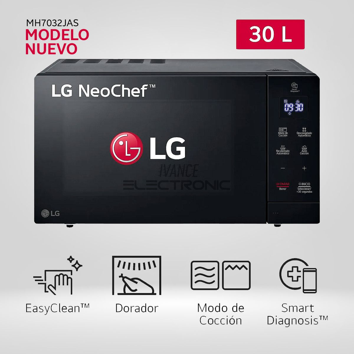 LG - Horno Microondas LG 30Lt con dorador MH7032JAS