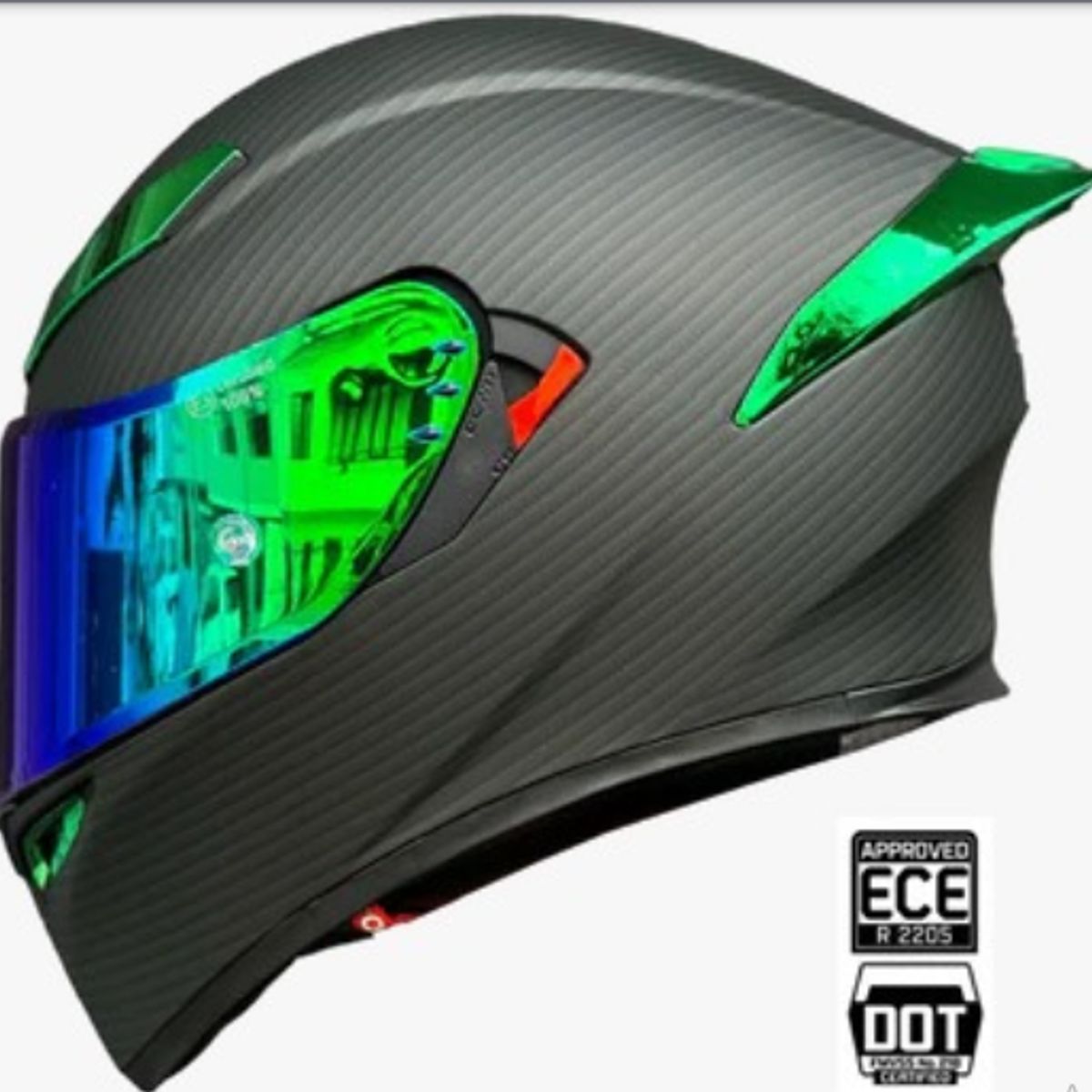 CES - CASCO MOTO AXOR ZAFIRO REVO VERDE DOBLE VISOR + BLUETOOTH