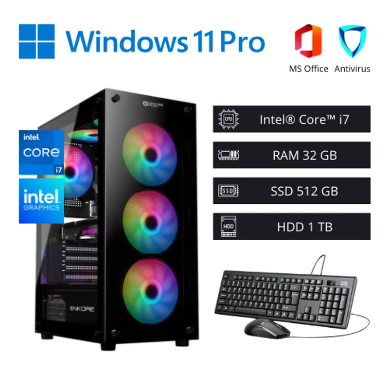 INTEL - Computadora PC Intel Core i7 4,00 GHz 32GB RAM 512GB SSD + 1TB HDD