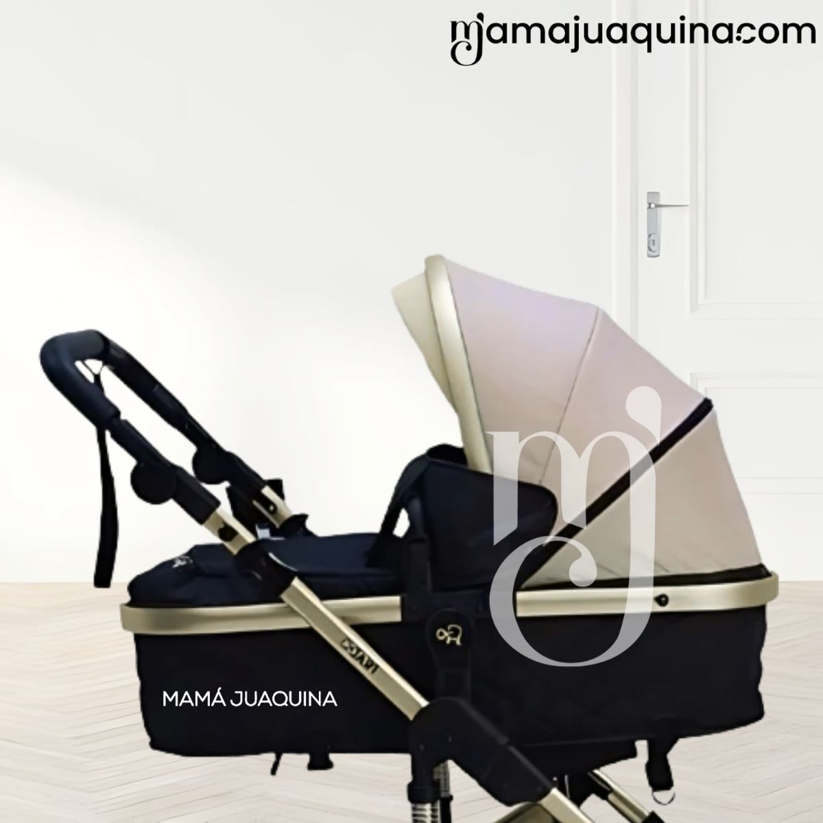 EBABY - Coche Cuna Moisés de Lujo «PRADO GOLD» Beige
