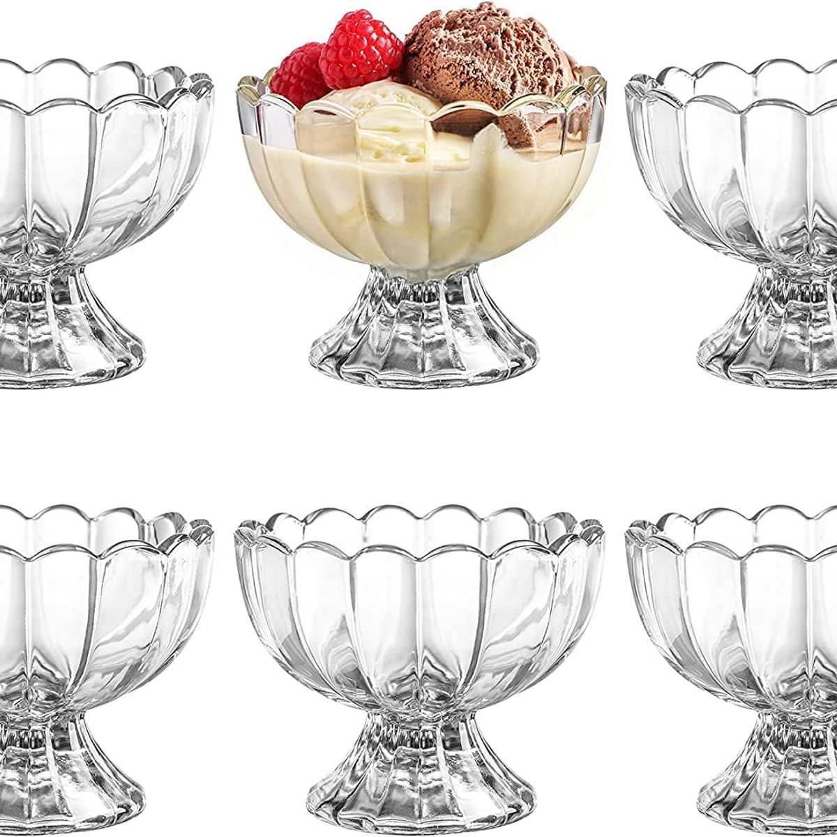 GENERICO - SET 6 COPAS DE VIDRIO TAZAS DE FORMA DE FLOR VASO PARA HELADO