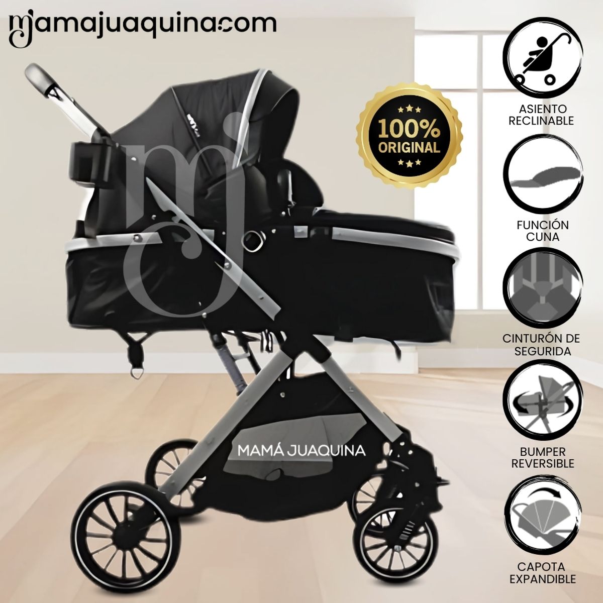EBABY - Coche Moisés Travel System de Lujo «IBIZA» Edición Limitada Black