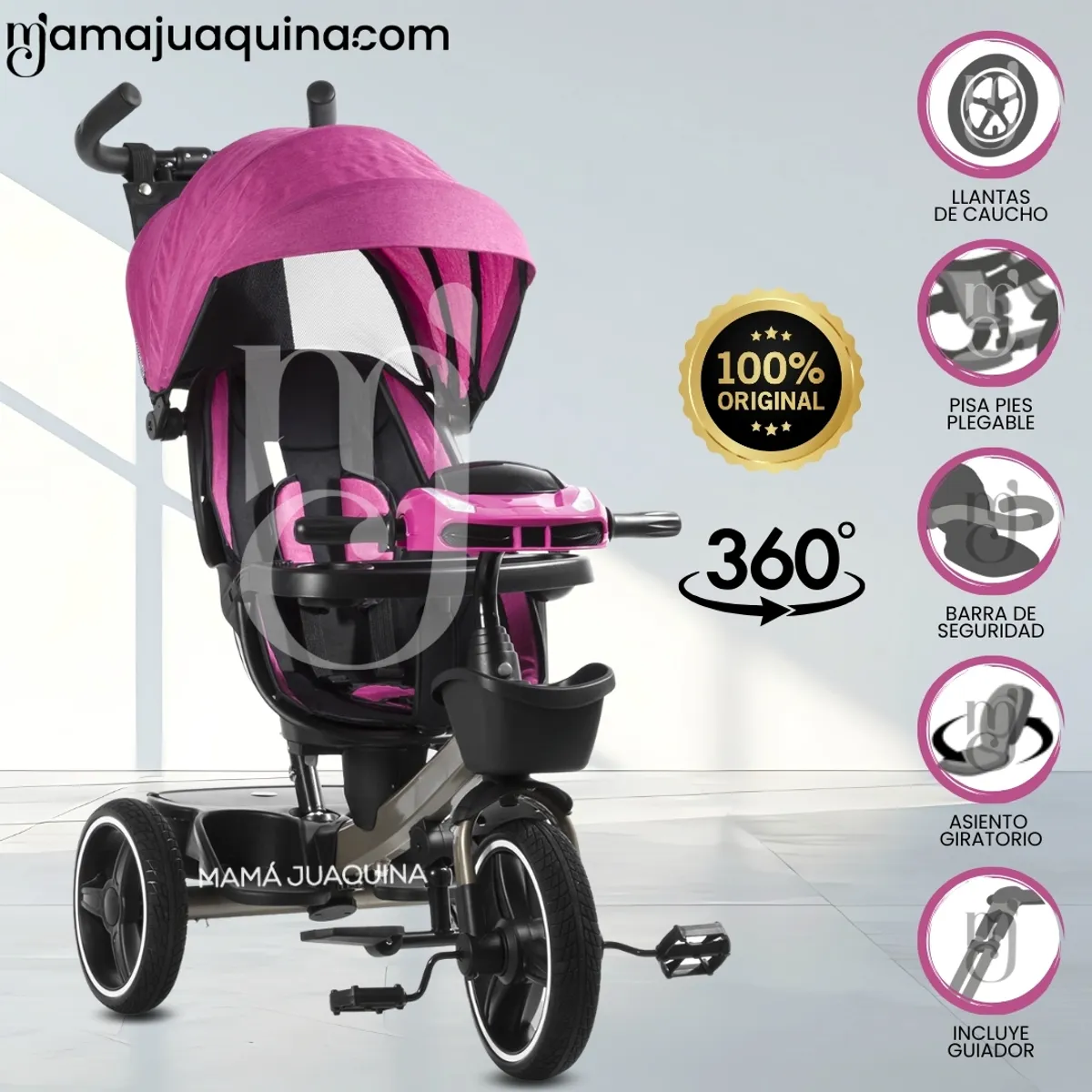 EBABY - Triciclo Guiador Reclinable «VENICE» Edición Limitada Pink