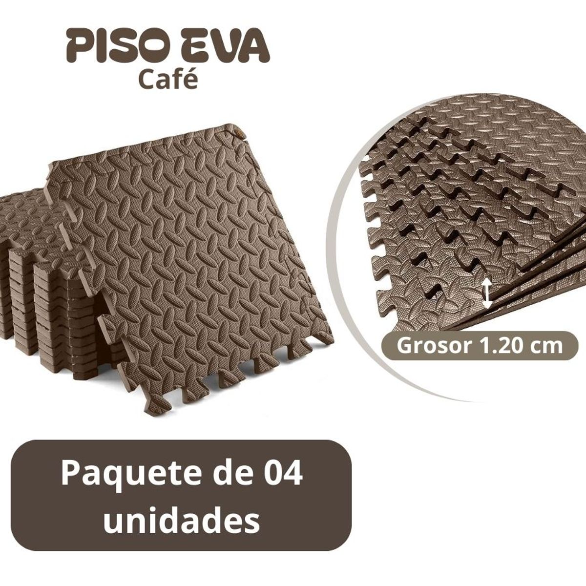 GENERICO - Piso de Goma EVA  CAFE de 60 cm x 60 cm x 1.20 cm - 04 unid.
