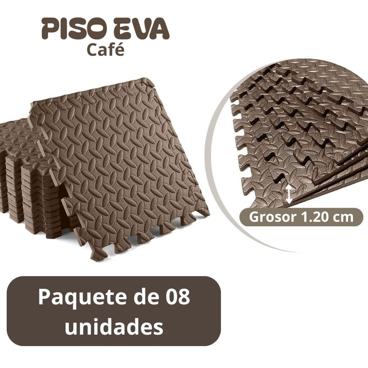 GENERICO - Piso de Goma EVA CAFE de 60 cm x 60 cm x 1.20 cm - 08 unid.