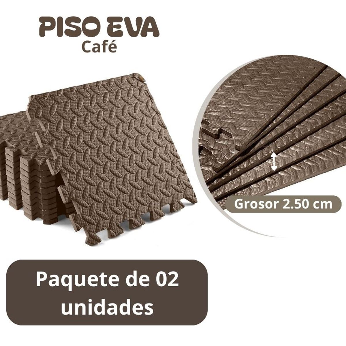GENERICO - Piso de Goma EVA  CAFE de 60 cm x 60 cm x 2.50 cm - 02 unid.