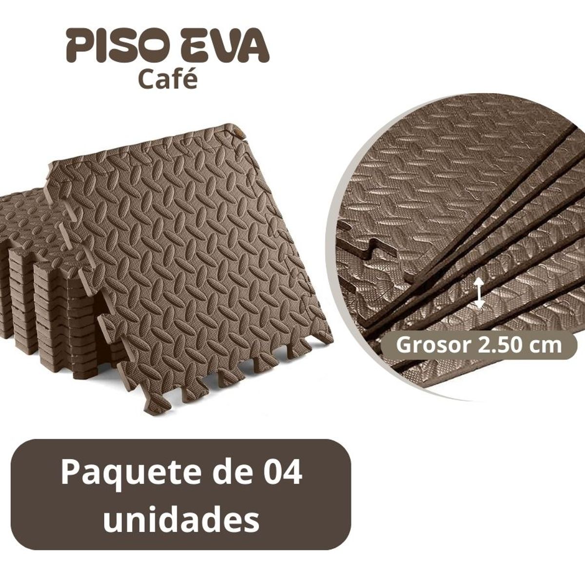 GENERICO - Piso de Goma EVA CAFE de 60 cm x 60 cm x 2.50 cm - 04 unid.