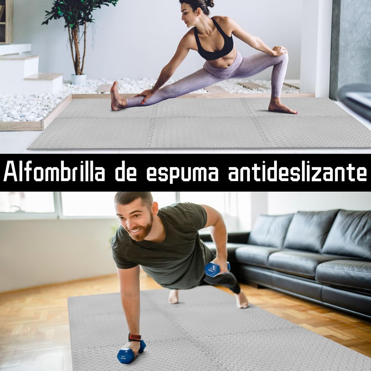 GENERICO - Piso de Goma EVA GRIS de 60 cm x 60 cm x 1.20 cm - 04 unid.