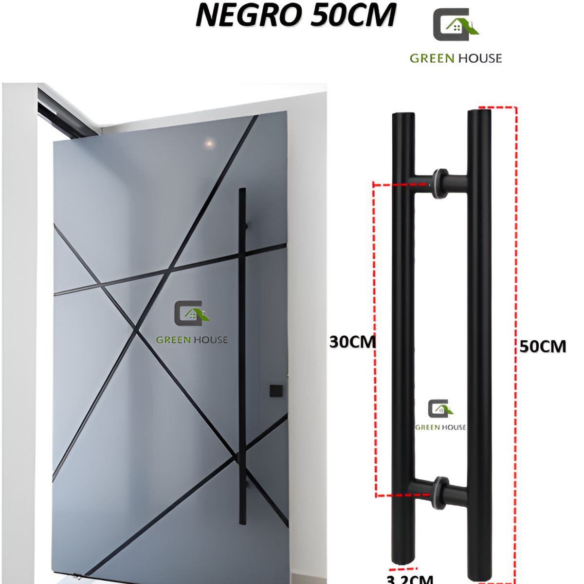 GREEN HOUSE - MANIJA - MANILLON ACERO INOXIDABLE MOD-H- 50CM NEGRO