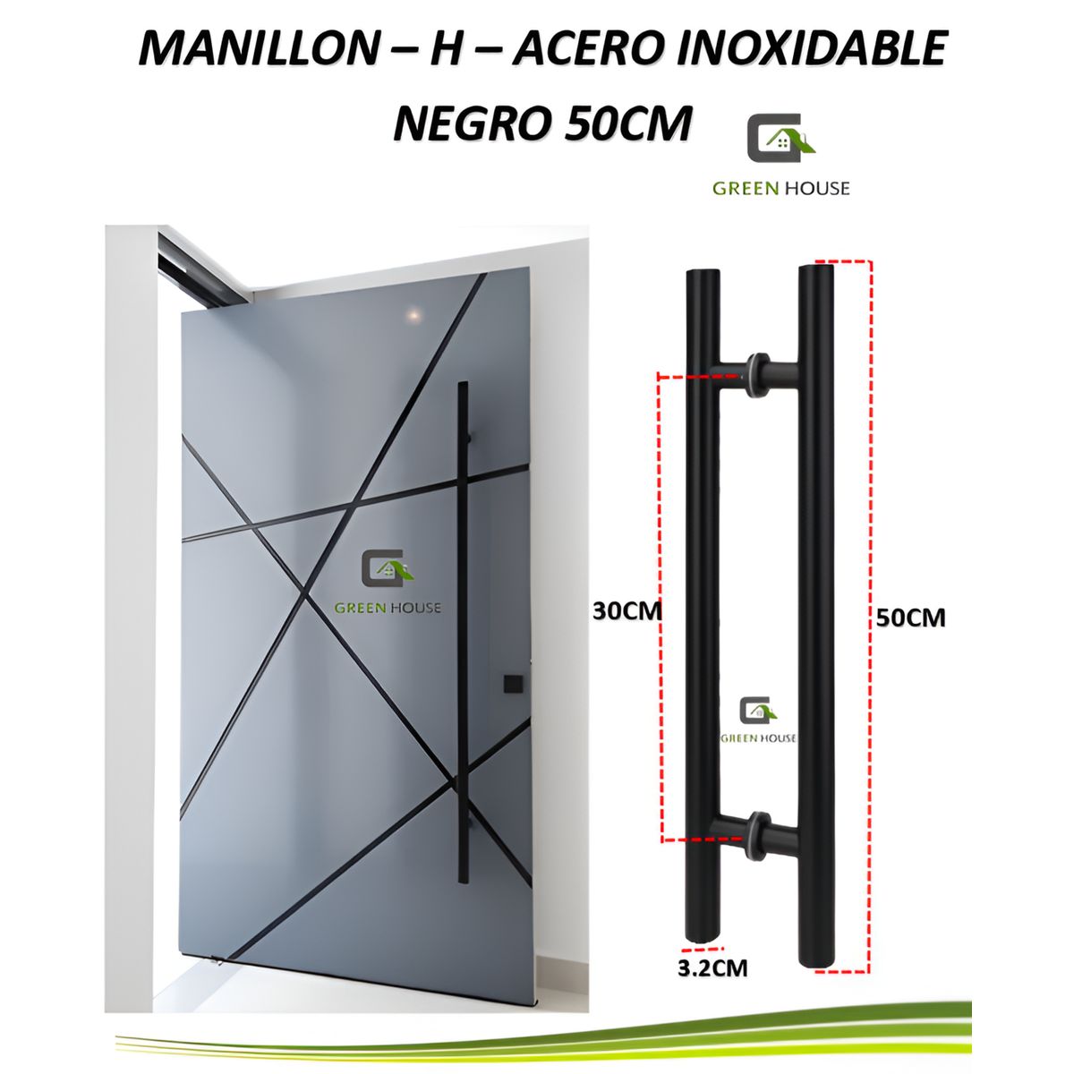 GREEN HOUSE - MANIJA - MANILLON ACERO INOXIDABLE MOD-H- 50CM NEGRO